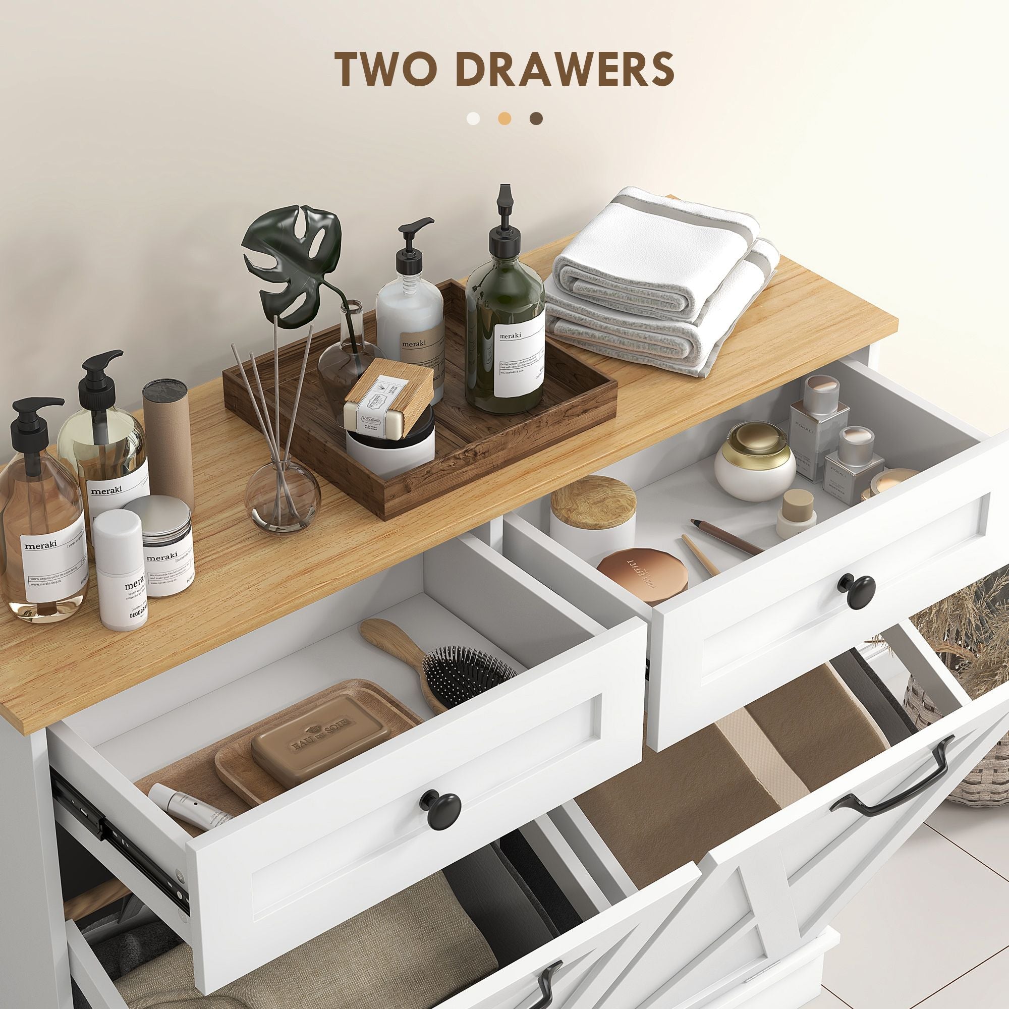 Tilt-Out Laundry Hamper Cabinet with Two Sorting Baskets