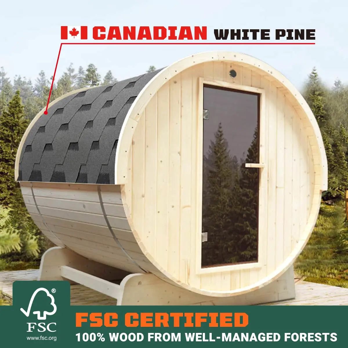 TMG-LSN41 Outdoor Barrel Sauna for a Private Backyard Retreat