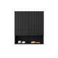 Wall-Mounted Bathroom Cabinet with Matte Black Finish, Two Doors, and Open Storage
