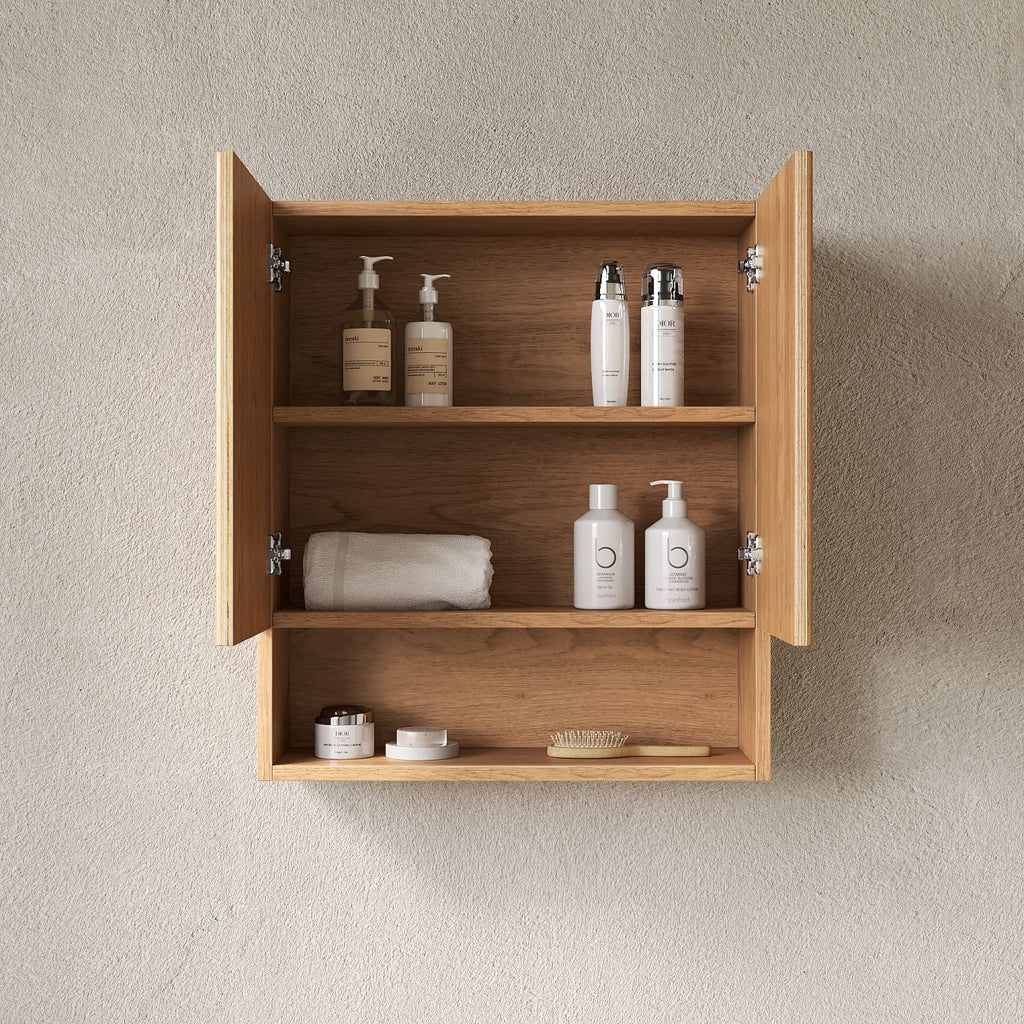 Wall-Mounted Bathroom Storage Cabinet with Soft-Close Doors and Open Compartment