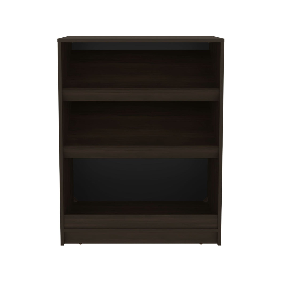 Three-Tier Freestanding Shoe Rack With Open Shelves in Stained Walnut