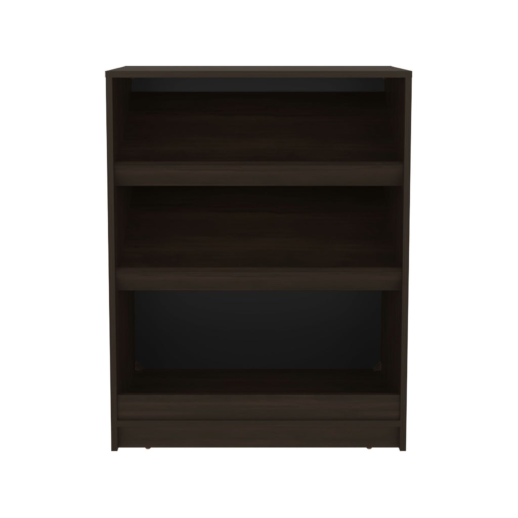 Three-Tier Freestanding Shoe Rack With Open Shelves in Stained Walnut