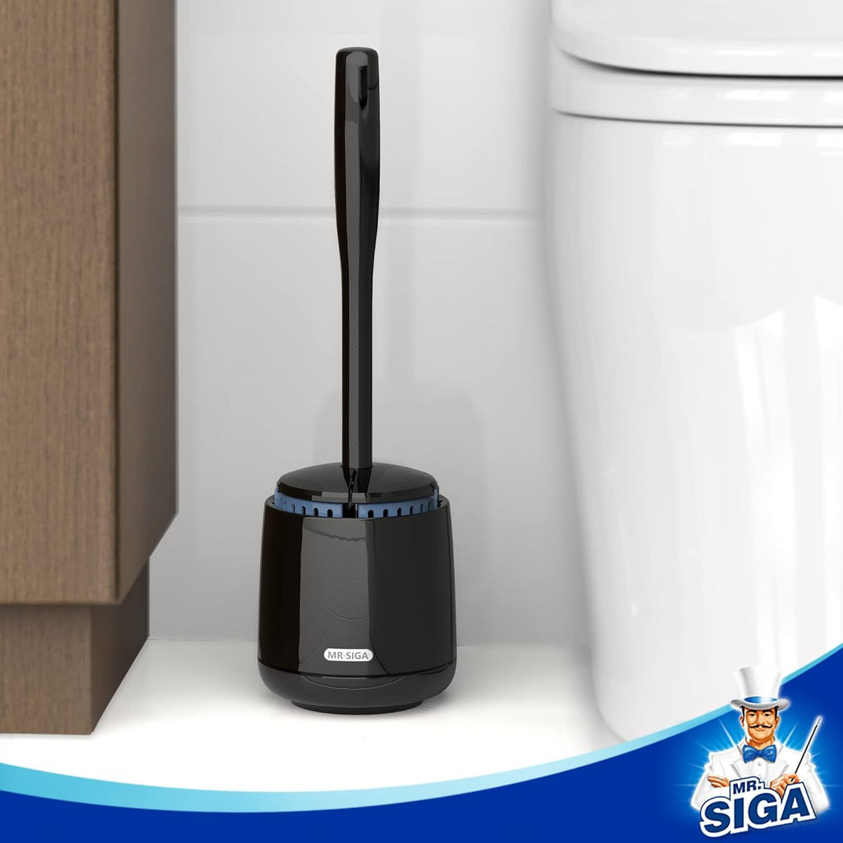 Black Toilet Bowl Brush with Stable Holder