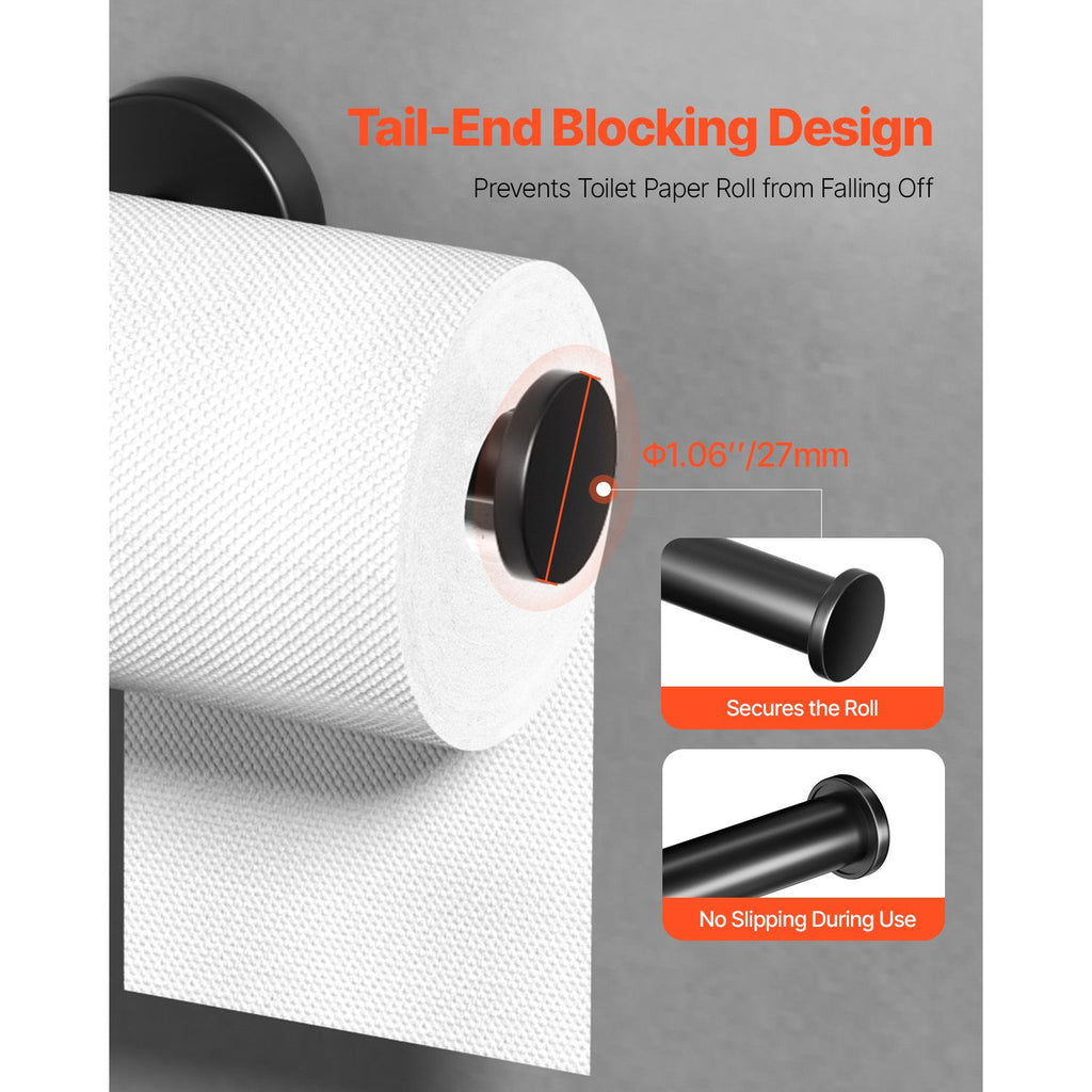 Wall Mounted Toilet Paper Holder with Anti-Fall End Cap
