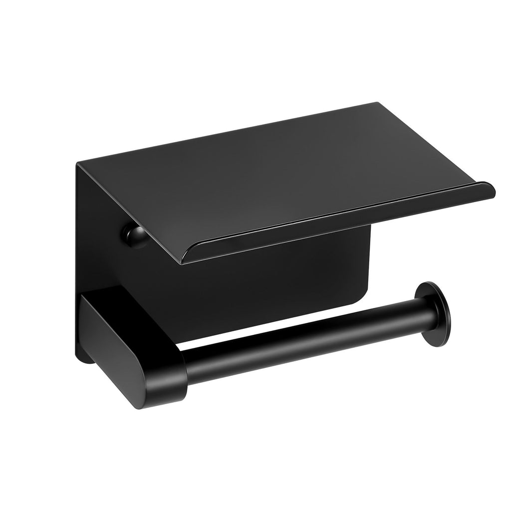 Matte Black Toilet Paper Holder with Shelf