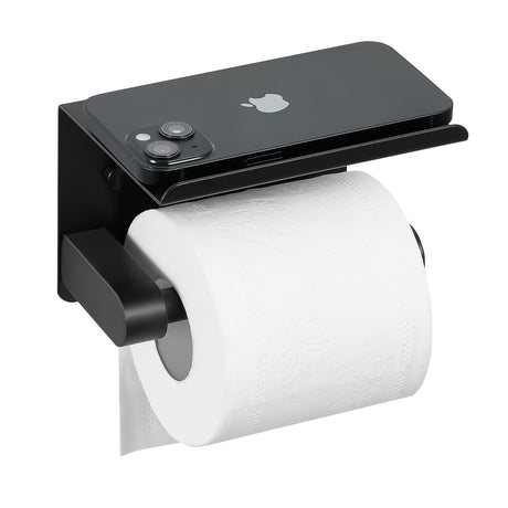 Matte Black Toilet Paper Holder with Shelf