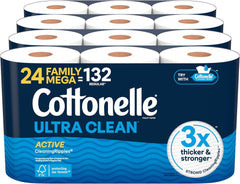 Strong Bath Tissue with Active Cleaning Ripples Texture – 24 Family Mega Rolls