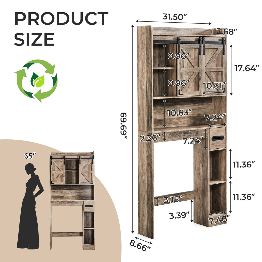 Rustic Barn-Door Over-Toilet Storage Cabinet