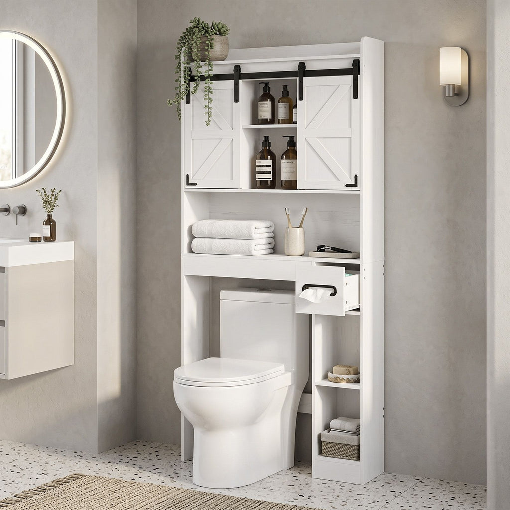 Rustic Barn-Door Bathroom Storage Cabinet
