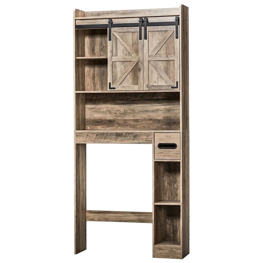 Rustic Barn-Door Over-Toilet Storage Cabinet