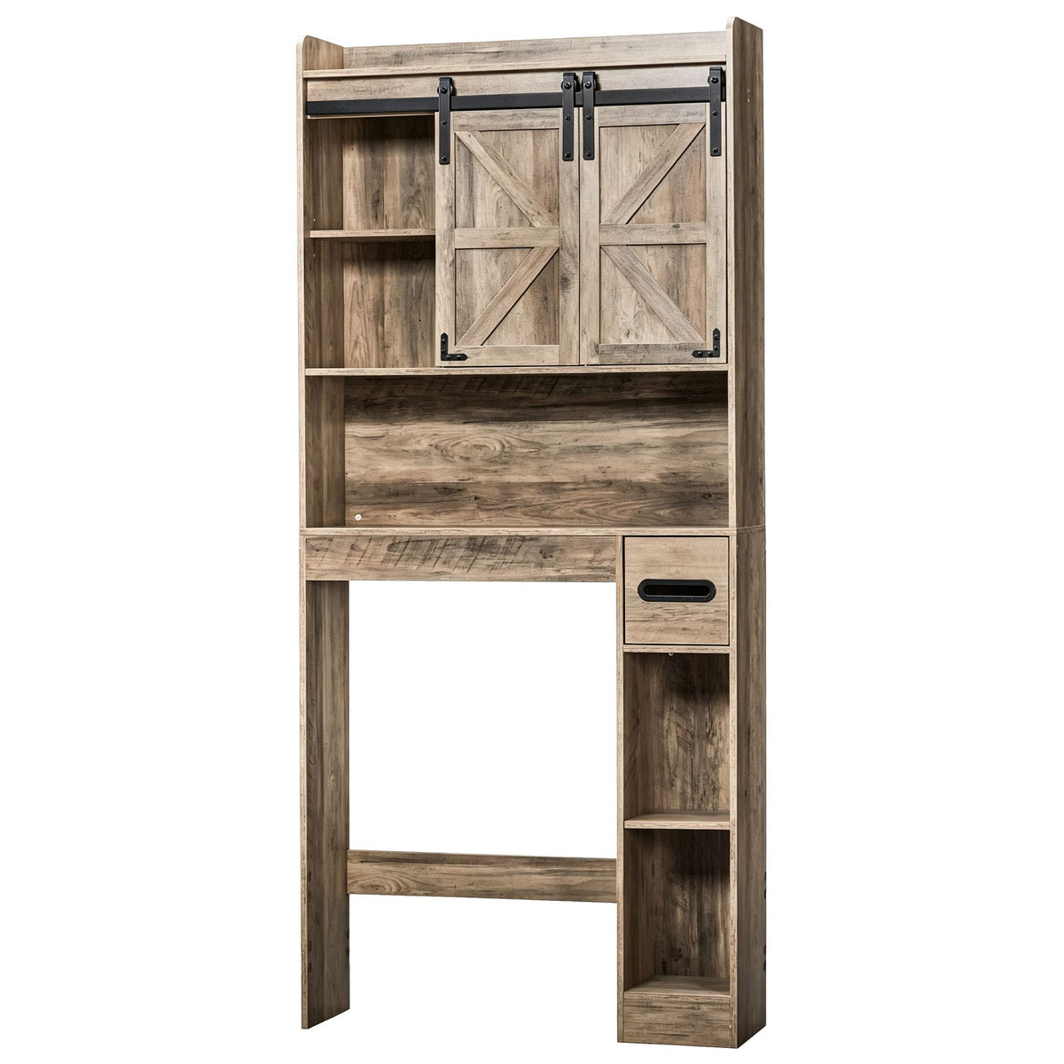 Rustic Barn-Door Over-Toilet Storage Cabinet