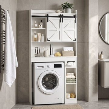 Rustic Barn-Door Bathroom Storage Cabinet