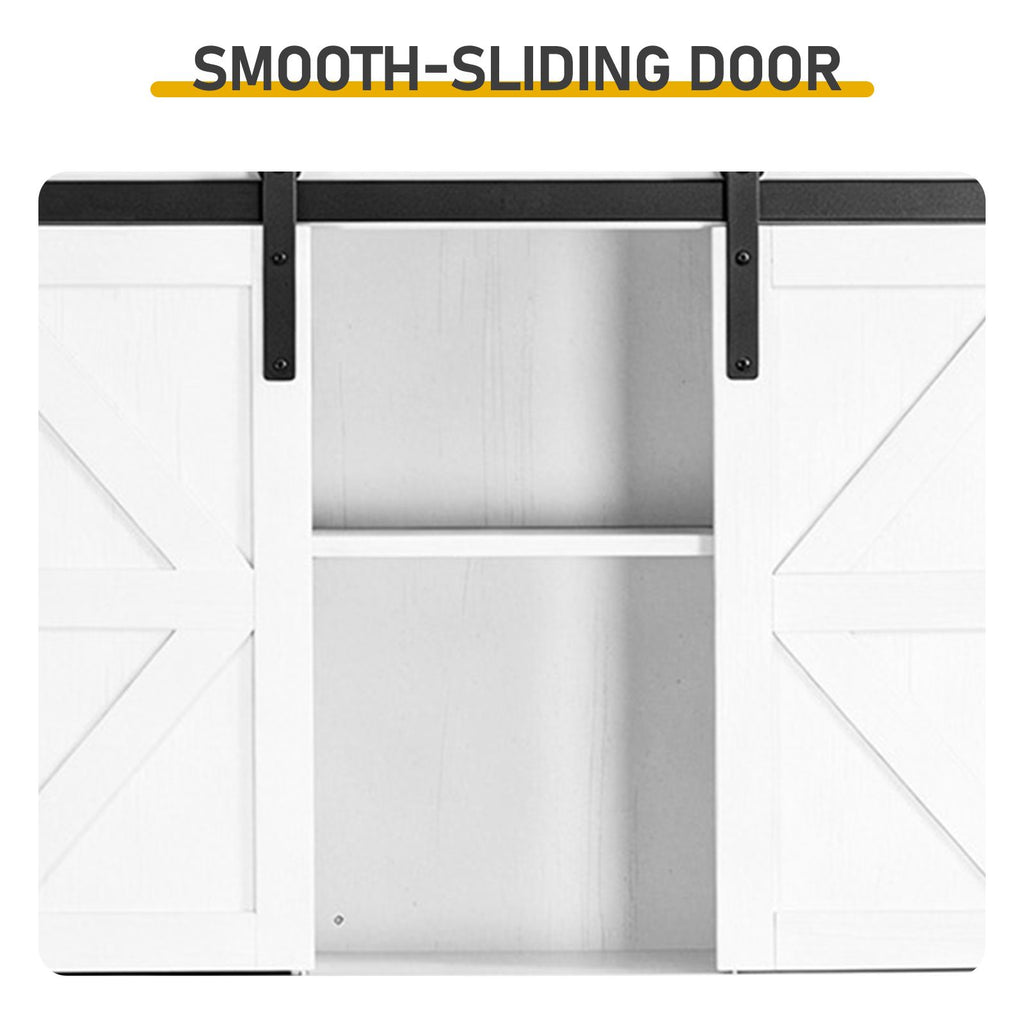 Rustic Barn-Door Bathroom Storage Cabinet