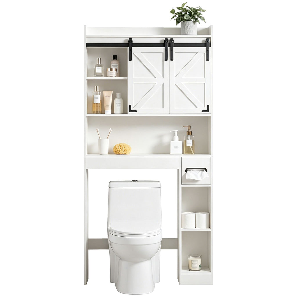 Rustic Barn-Door Bathroom Storage Cabinet