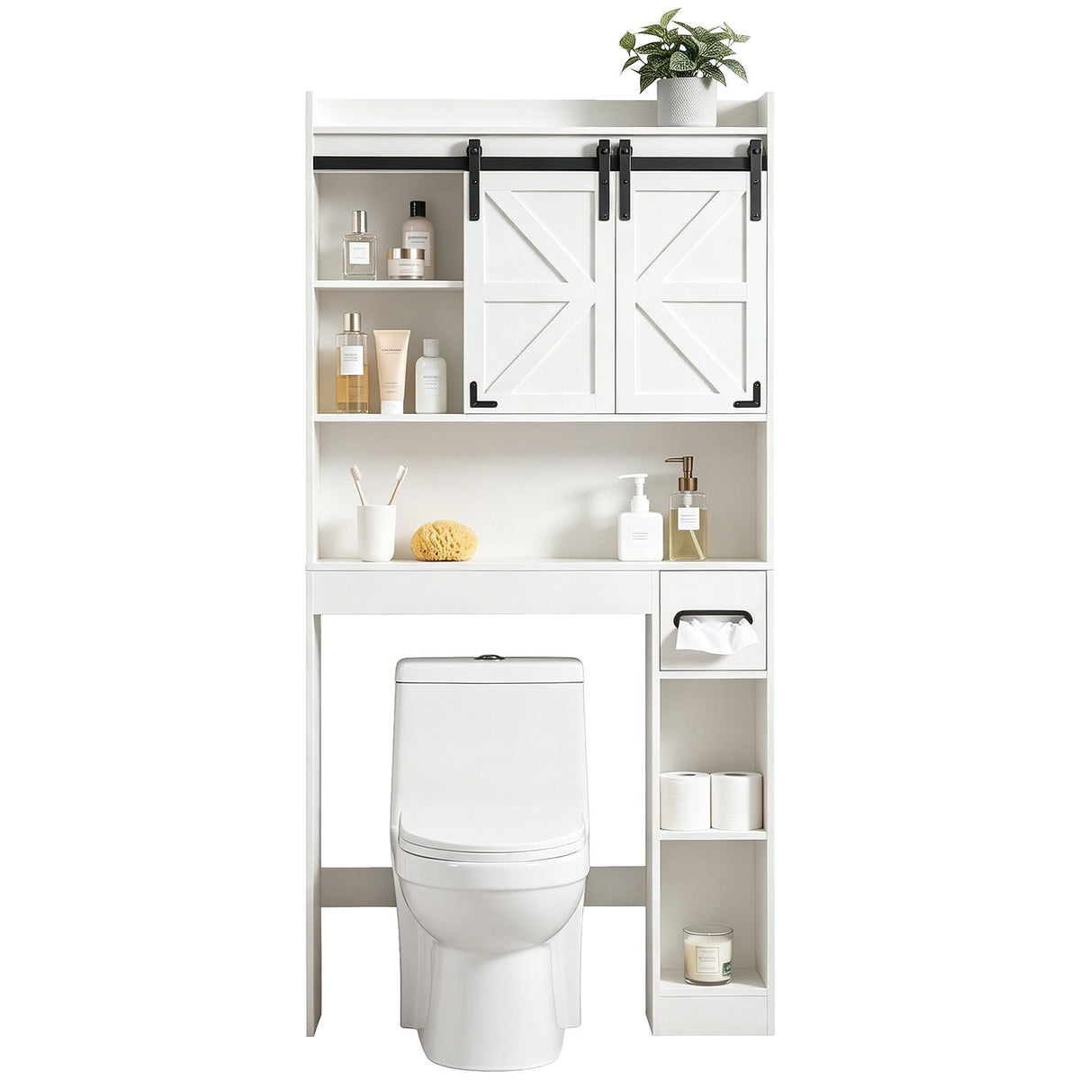 Rustic Barn-Door Bathroom Storage Cabinet