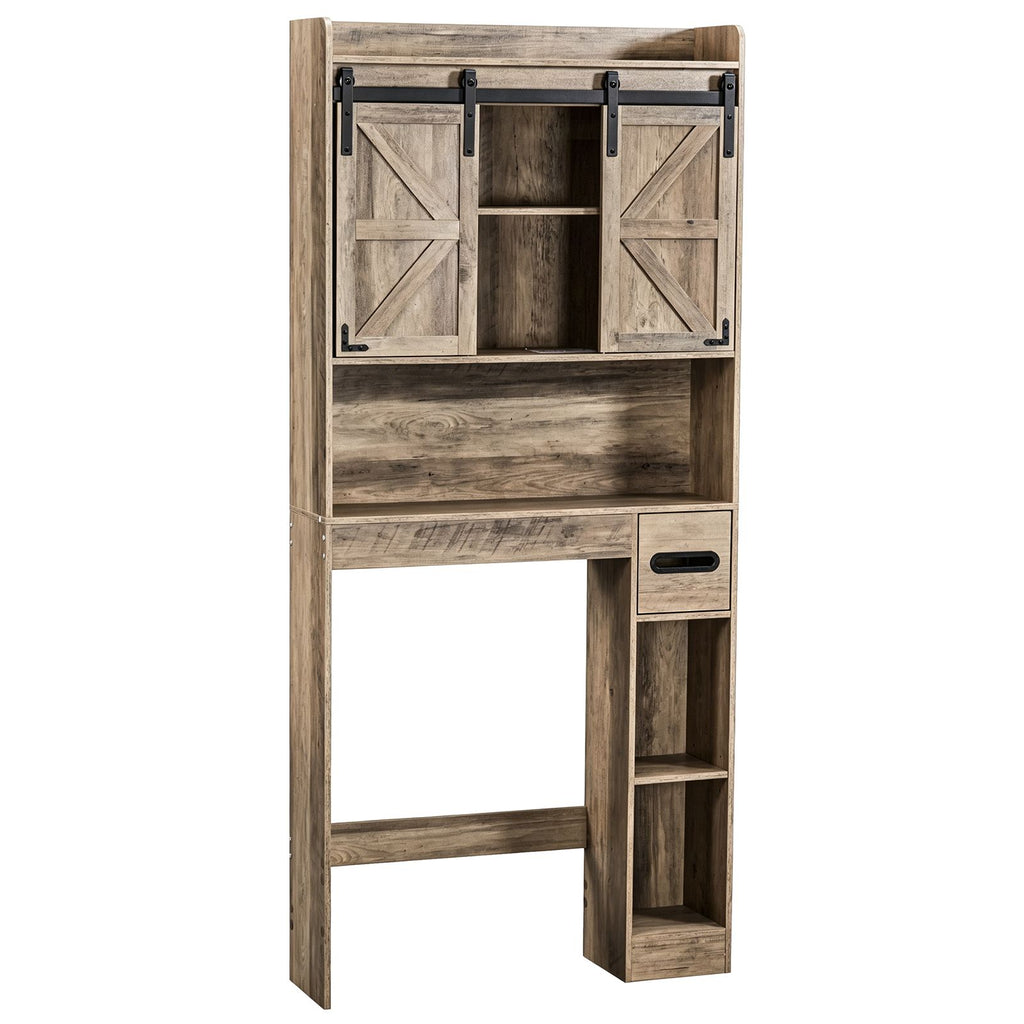 Rustic Barn-Door Over-Toilet Storage Cabinet