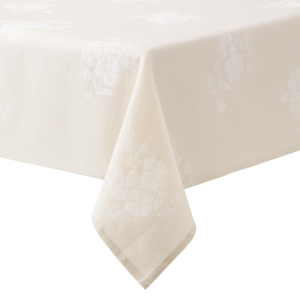 Light Taupe Tonal Floral Jacquard Tablecloth