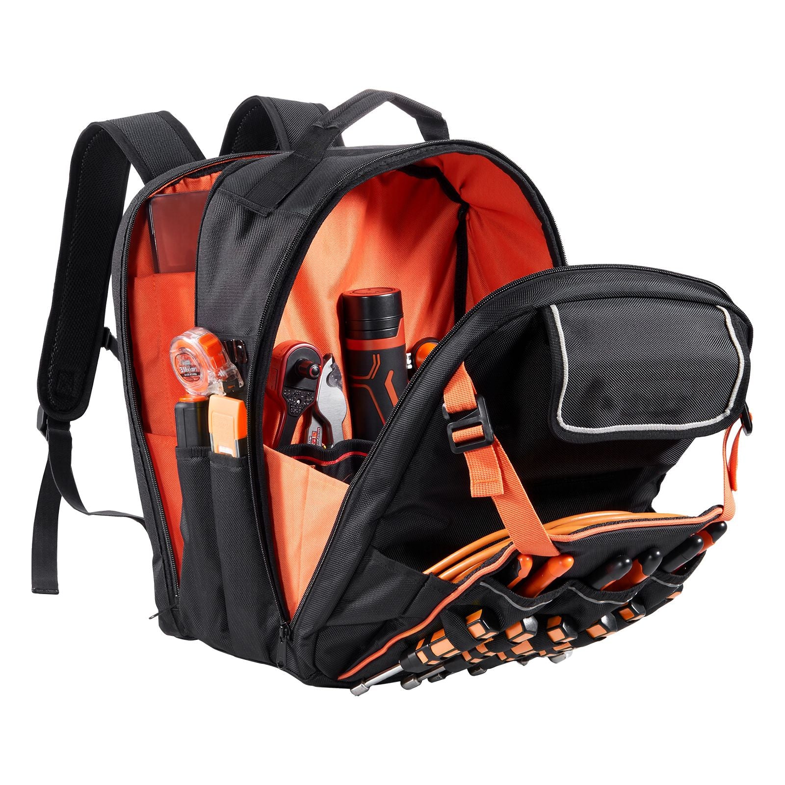 Tool Backpack, 45 Pockets, practical Tools Storage Organizer Work Bags with Laptop Compartment & Re