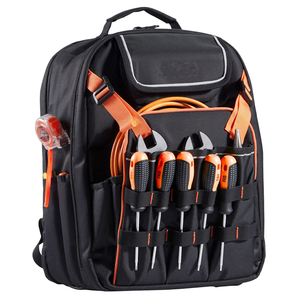 Tool Backpack, 45 Pockets, practical Tools Storage Organizer Work Bags with Laptop Compartment & Re