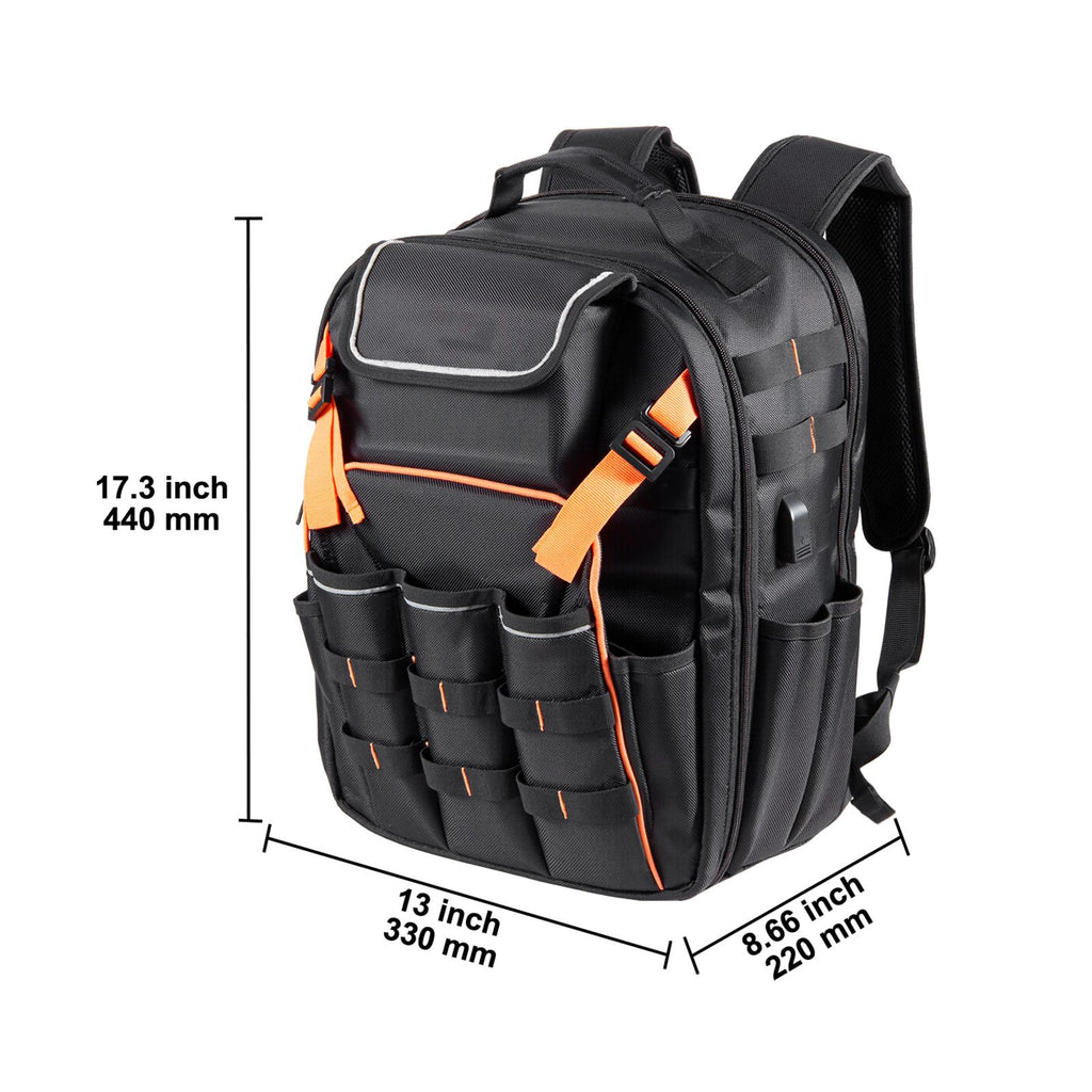 Tool Backpack, 45 Pockets, practical Tools Storage Organizer Work Bags with Laptop Compartment & Re