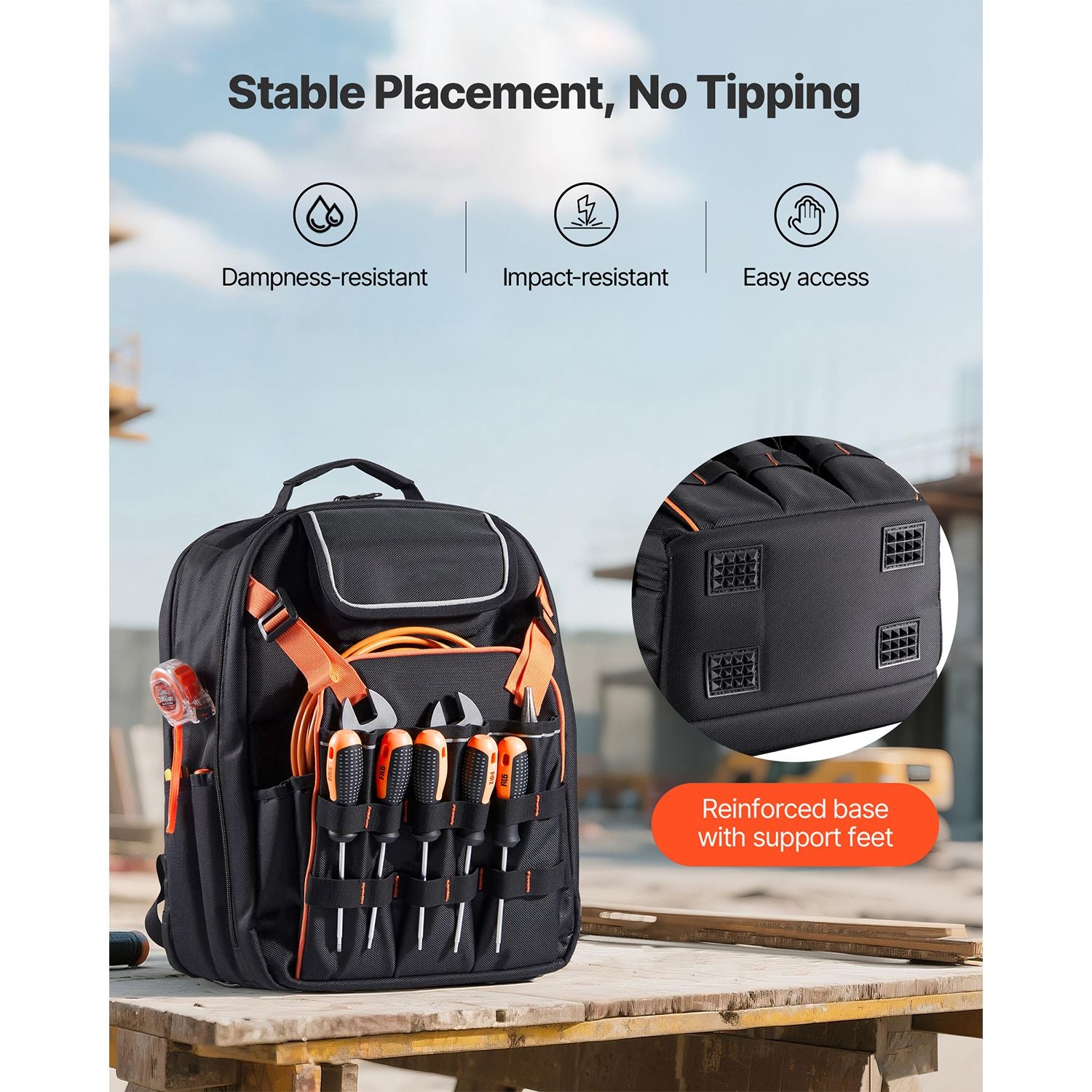 Tool Backpack, 45 Pockets, practical Tools Storage Organizer Work Bags with Laptop Compartment & Re