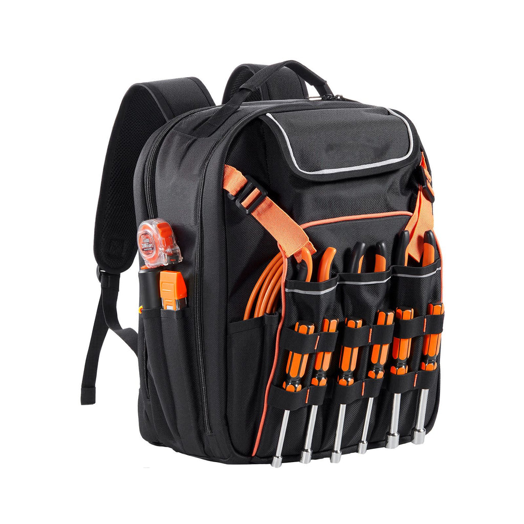 Tool Backpack, 45 Pockets, practical Tools Storage Organizer Work Bags with Laptop Compartment & Re