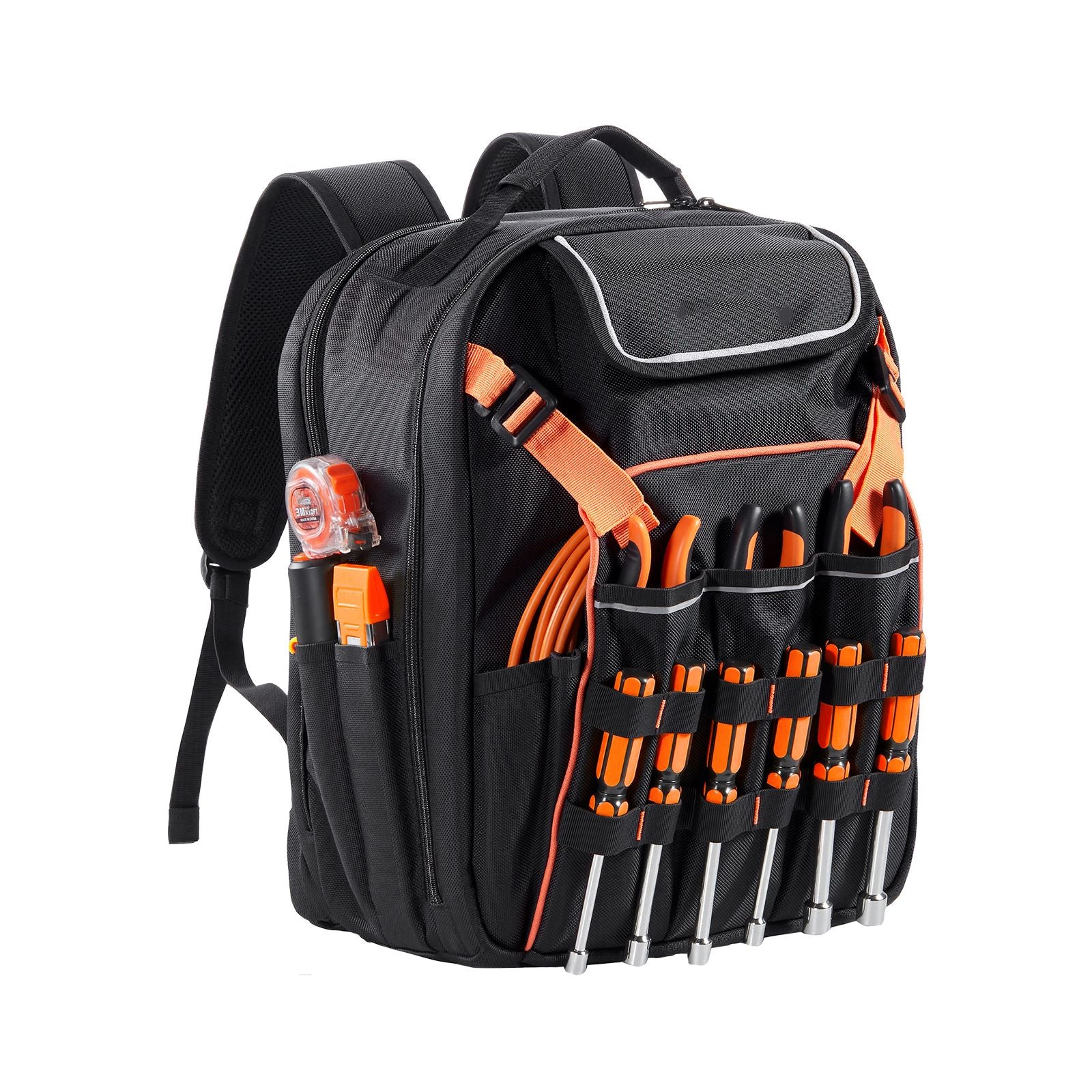 Tool Backpack, 45 Pockets, practical Tools Storage Organizer Work Bags with Laptop Compartment & Re
