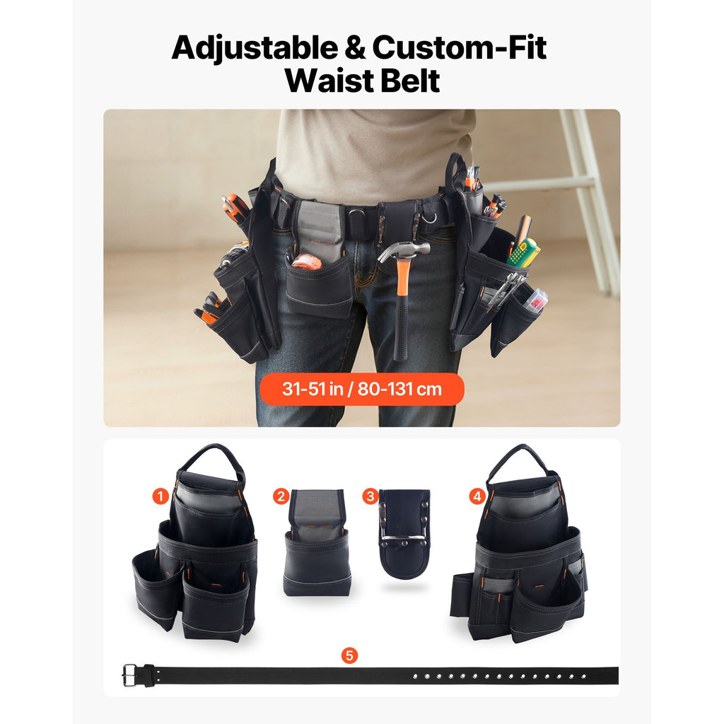 18-Pocket practical Tool Belt with Adjustable Ergonomic Waist