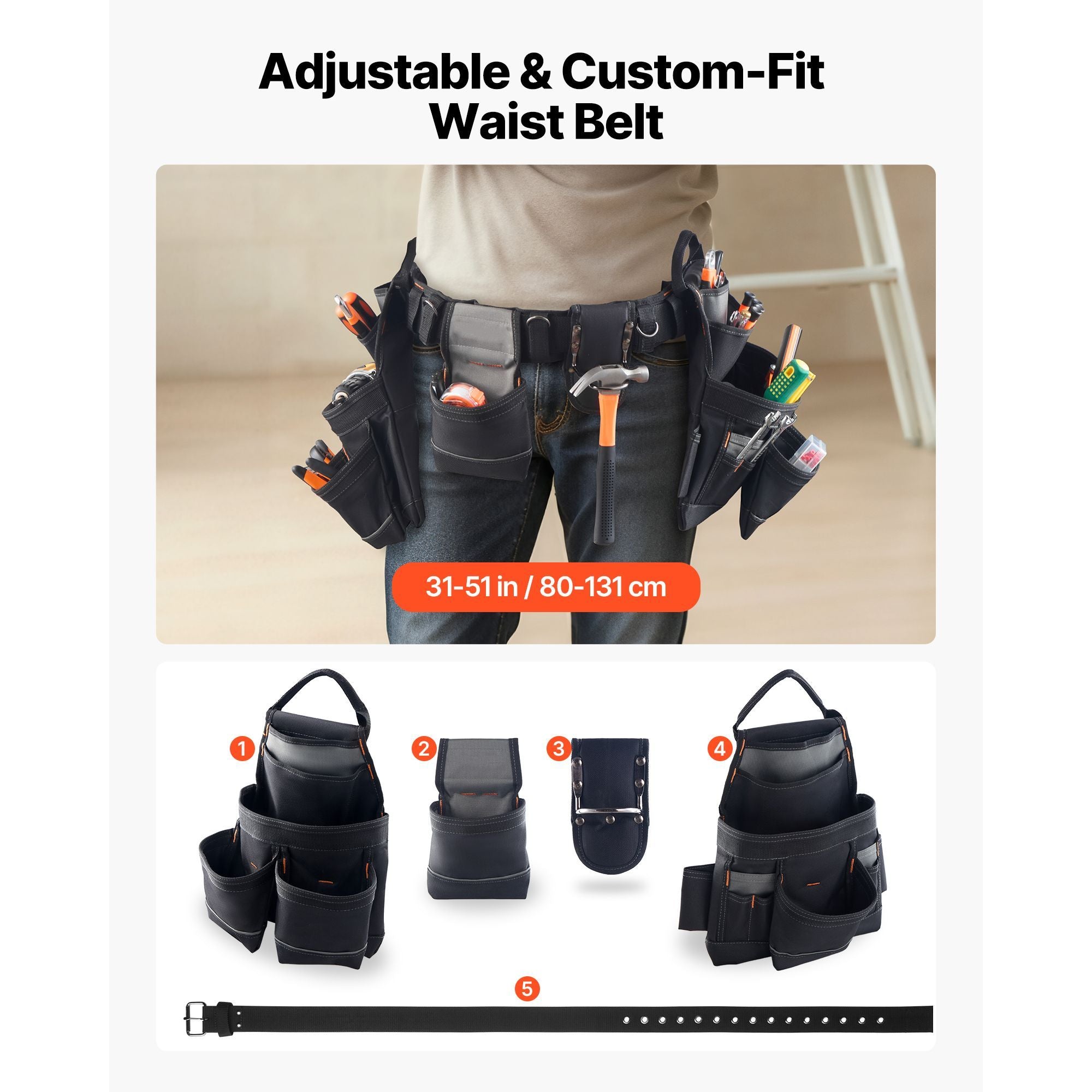 18-Pocket practical Tool Belt with Adjustable Ergonomic Waist