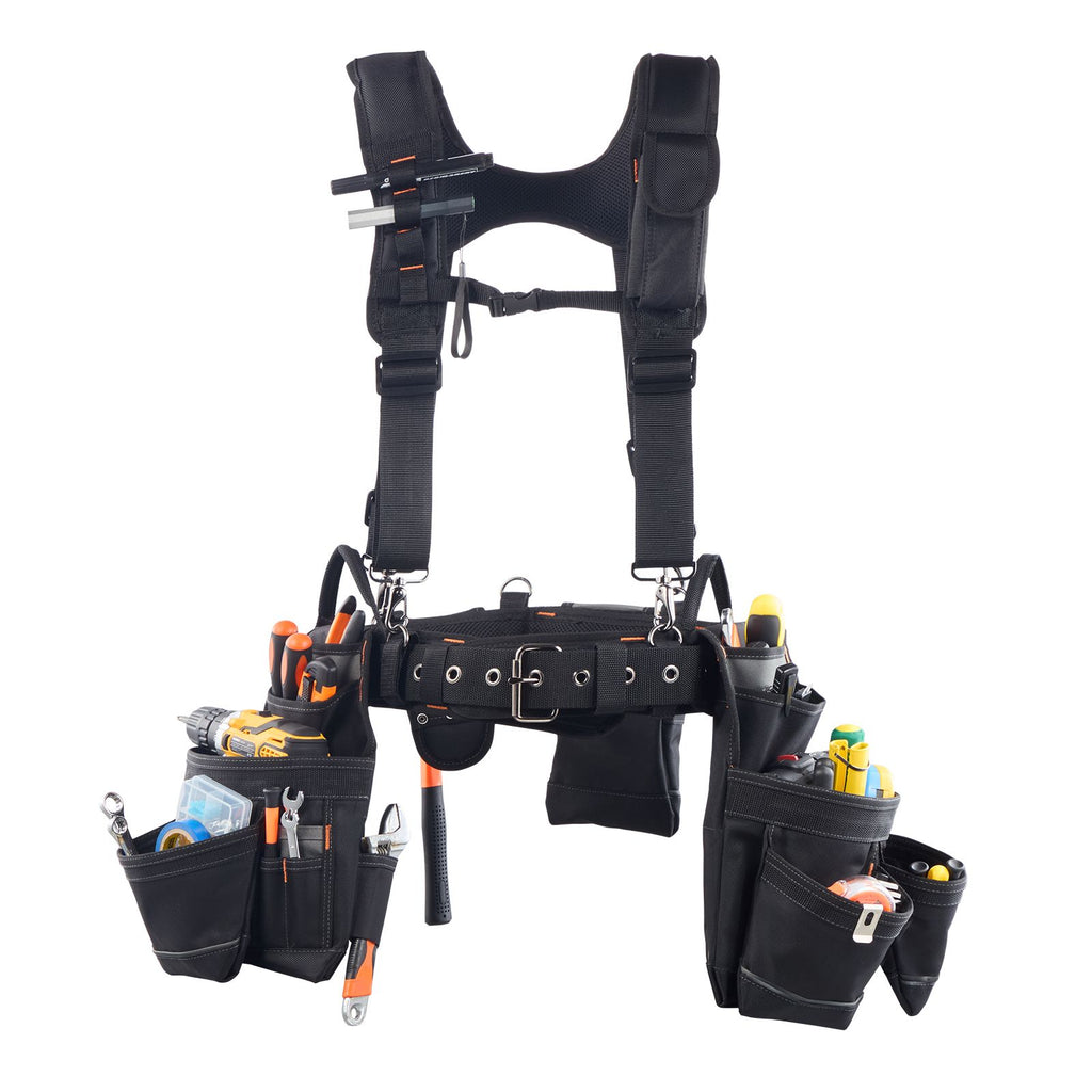 19-Pocket Adjustable Tool Belt with Padded Support for Construction & DIY