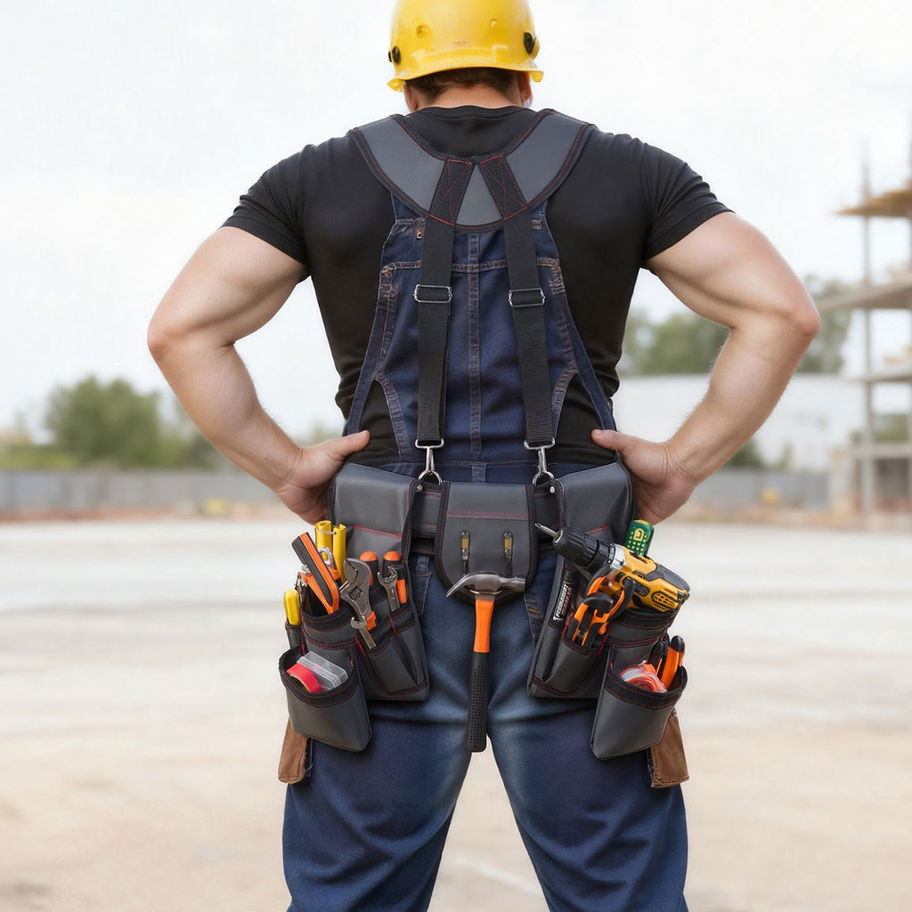 22-Pocket Tool Belt with Suspenders for Carpenters and Electricians