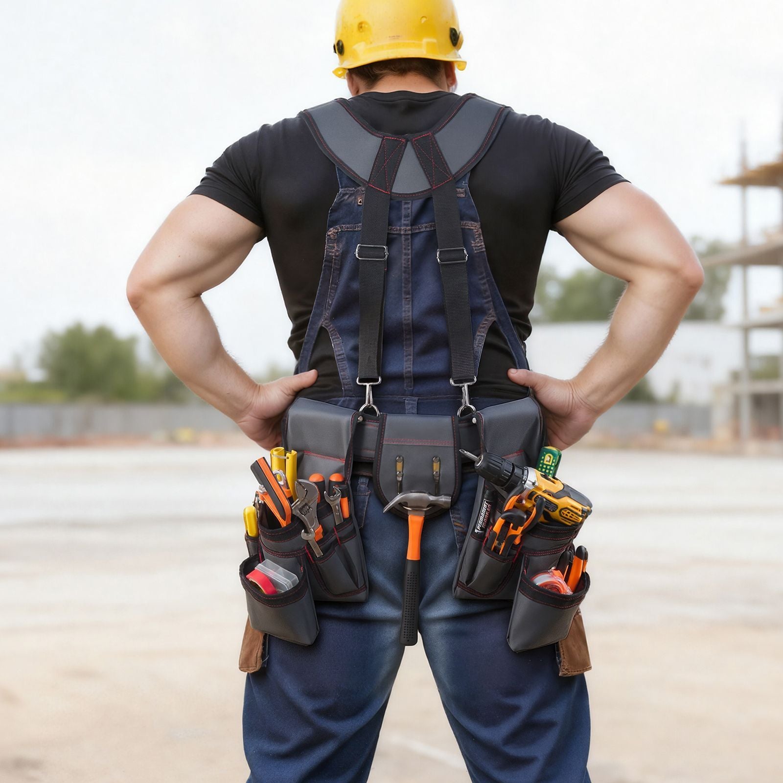 22-Pocket Tool Belt with Suspenders for Carpenters and Electricians