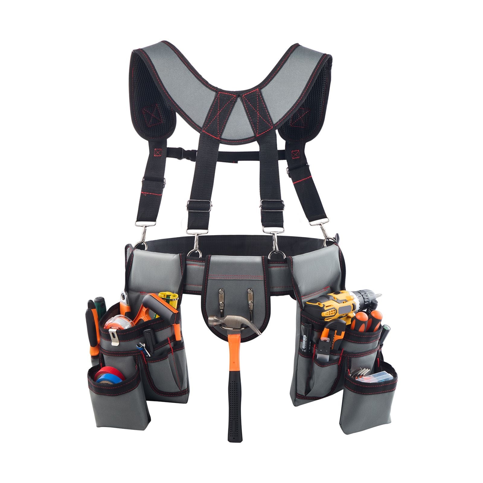 22-Pocket Tool Belt with Suspenders for Carpenters and Electricians