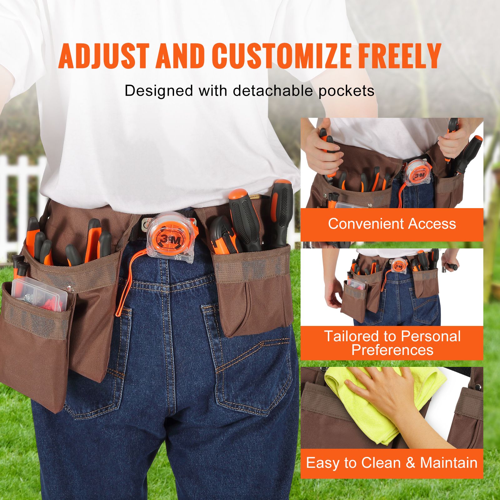 Comfortable and Adjustable Tool Belt with Customizable Storage