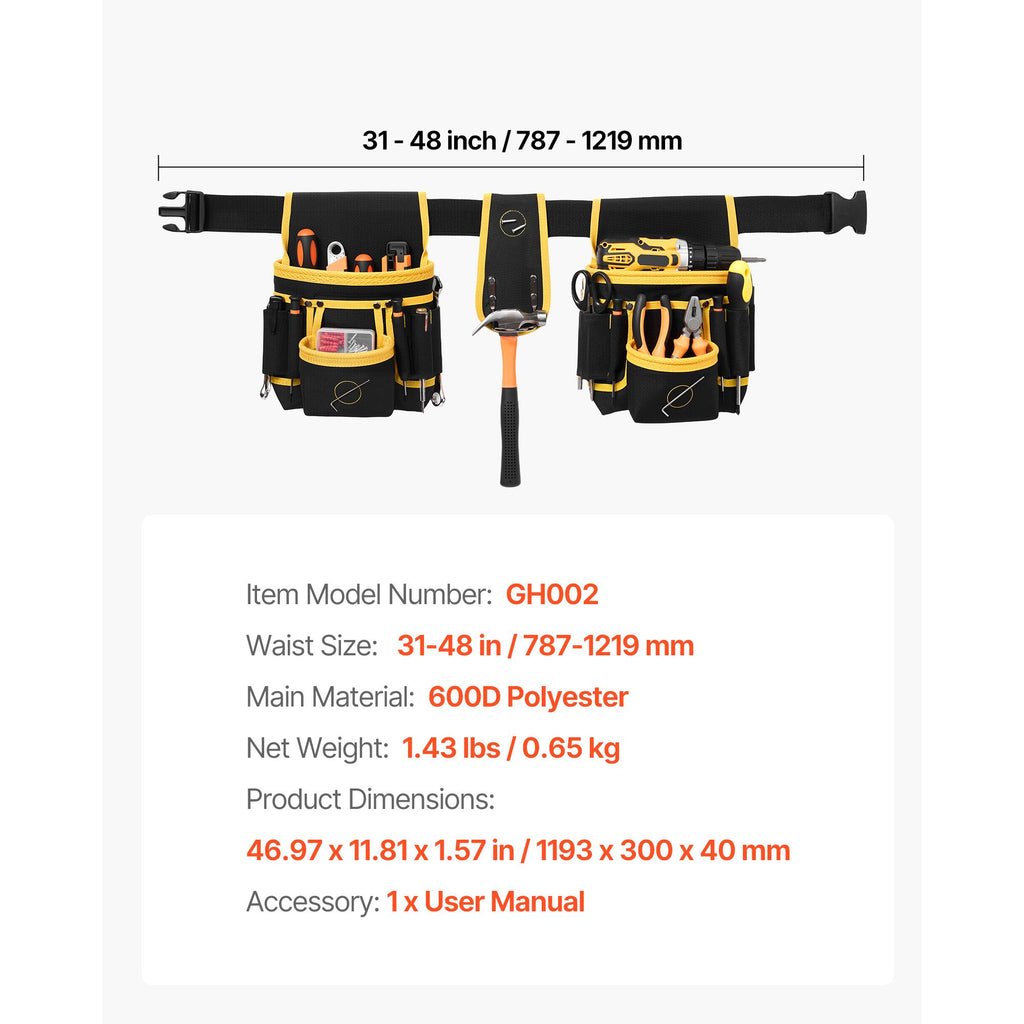 28-Pocket Magnetic Tool Belt – Adjustable Waist for Carpenters & Electricians