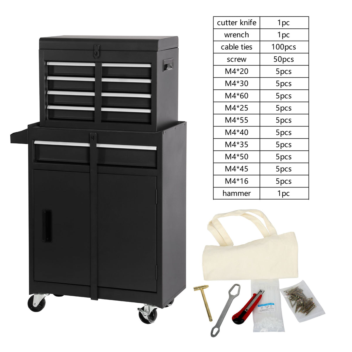 Rolling Tool Chest with Detachable Top Box
