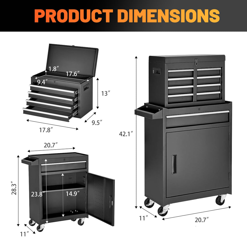 Rolling Tool Chest with Detachable Top Box