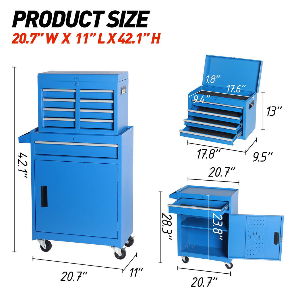 Rolling Tool Chest with Detachable Top Box