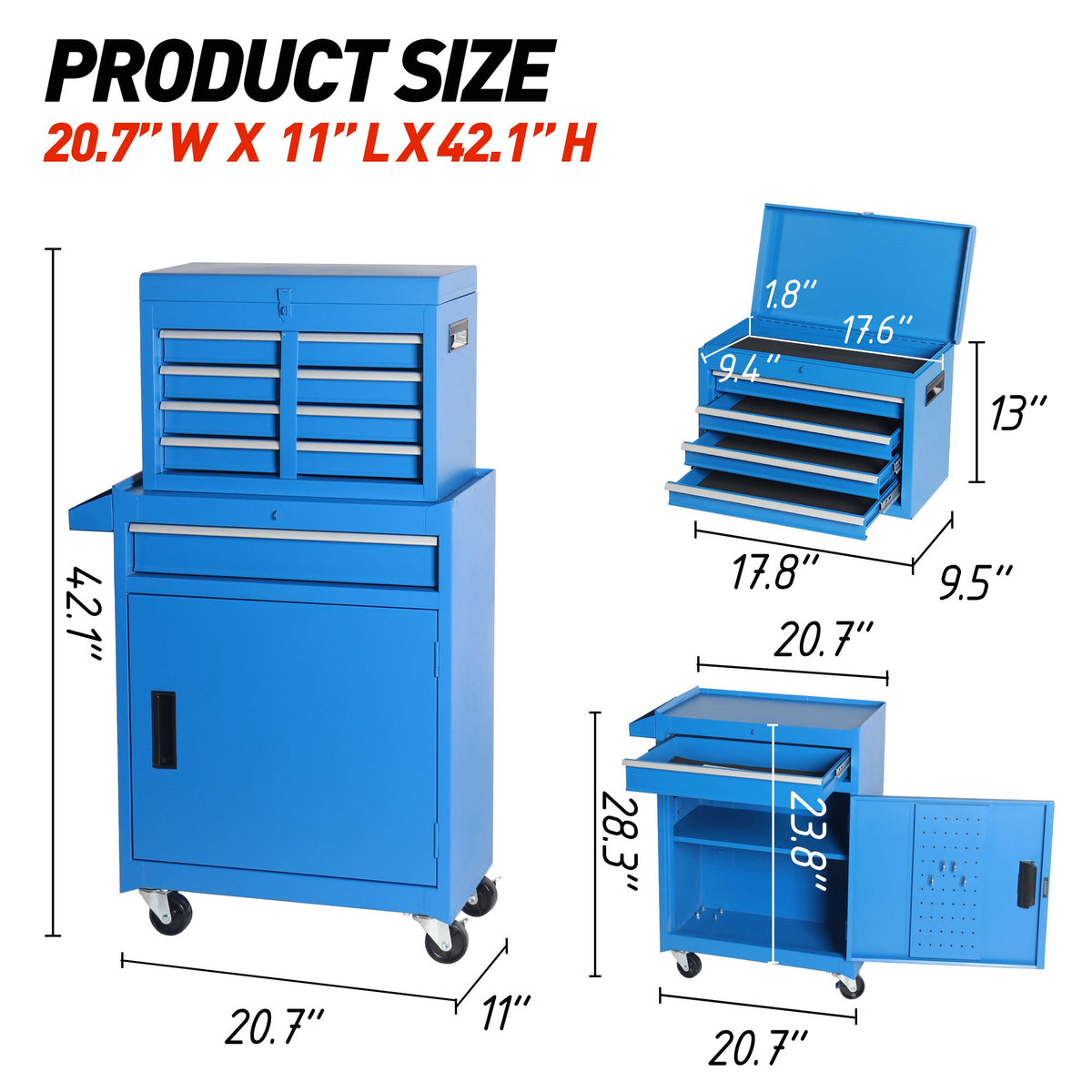 Rolling Tool Chest with Detachable Top Box