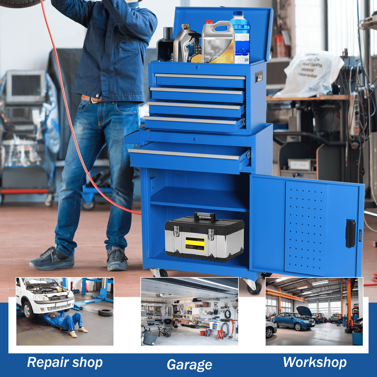 Rolling Tool Chest with Detachable Top Box
