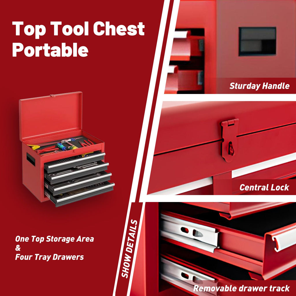 5-Drawer Rolling Tool Storage Cabinet with Detachable Top Tool Box