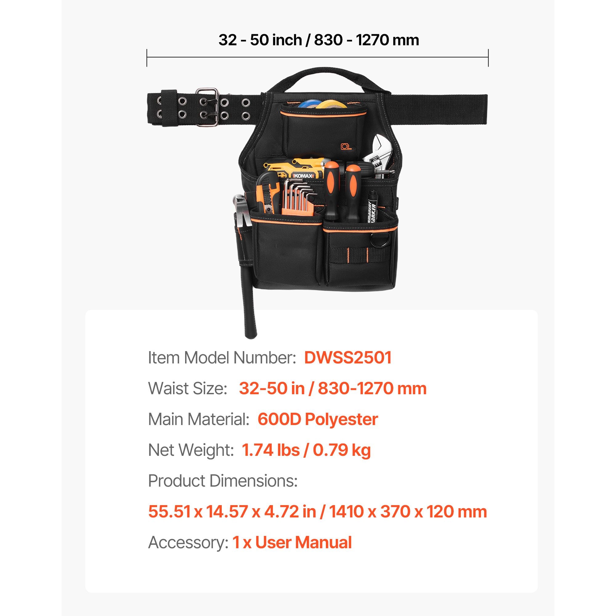 Versatile Tool Belt for Organized Tool Storage on the Job