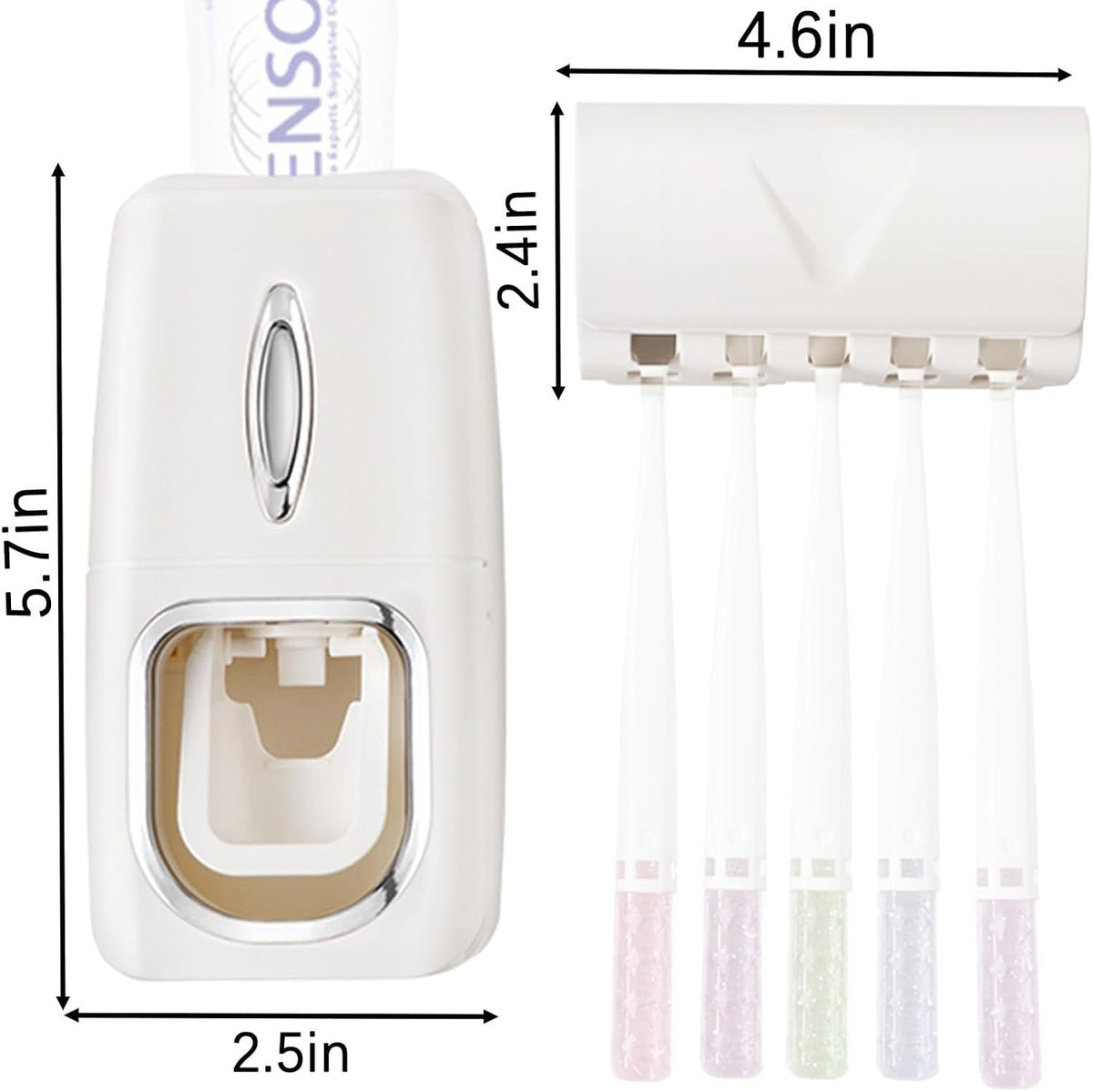 Automatic Toothbrush Holder and Toothpaste Dispenser Set for Bathroom