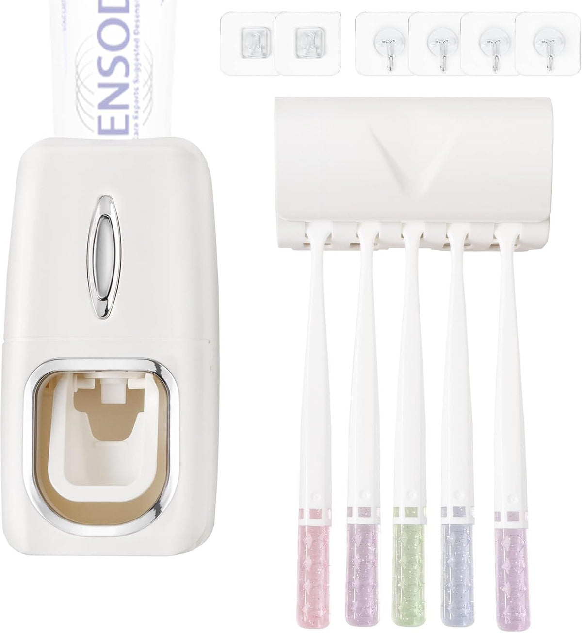 Automatic Toothbrush Holder and Toothpaste Dispenser Set for Bathroom