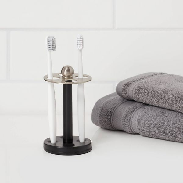 Sleek Black Toothbrush Holder for Four