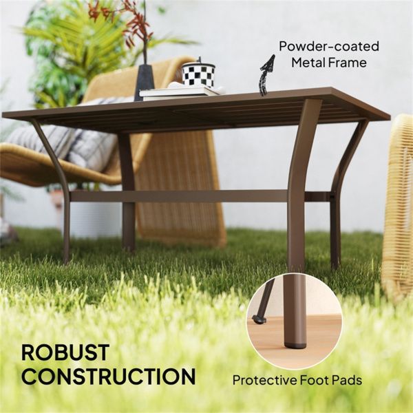 Spacious Outdoor Coffee Table with Slatted Top and Easy Assembly