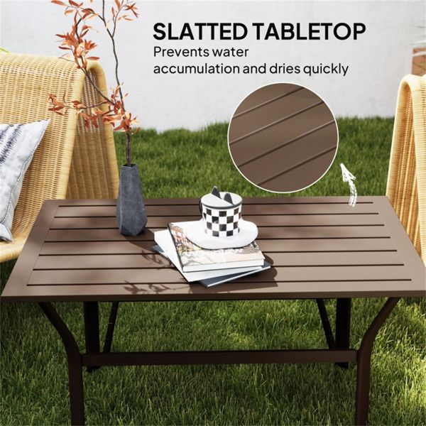 Spacious Outdoor Coffee Table with Slatted Top and Easy Assembly