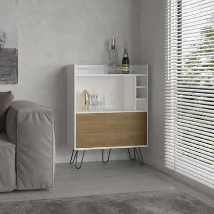 Tori One-Door Bar Cabinet with Railed Prep Top