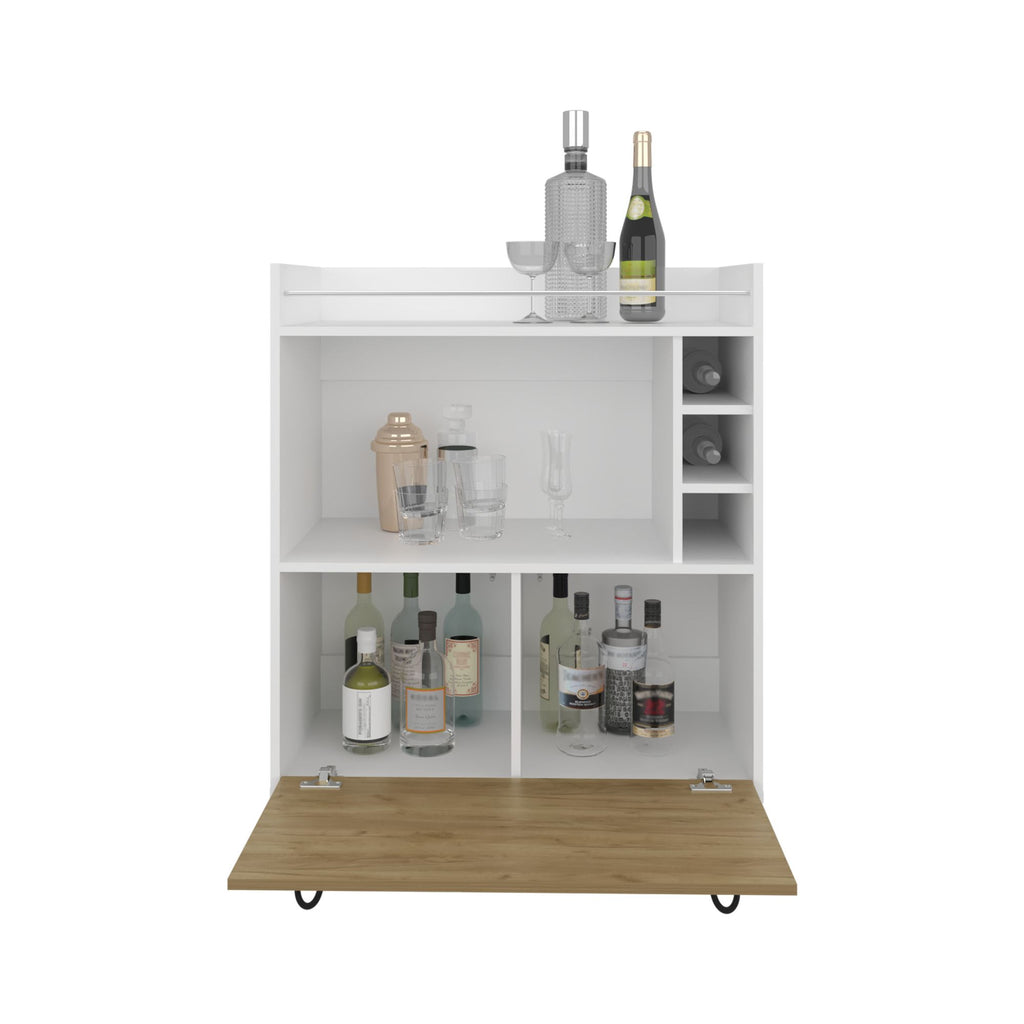 Tori One-Door Bar Cabinet with Railed Prep Top