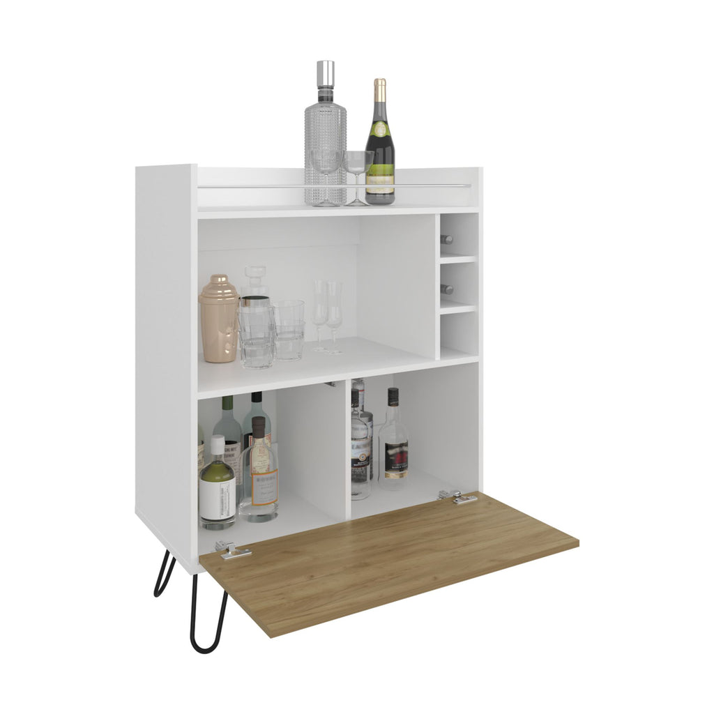 Tori One-Door Bar Cabinet with Railed Prep Top